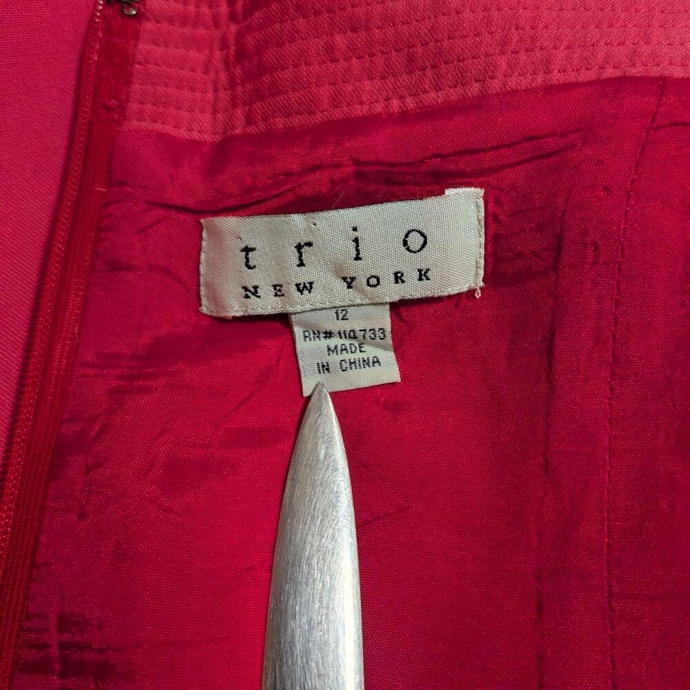 Trio New York red silk‑cotton blend midi slip dress, size 12 - Picture 4 of 8
